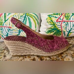 Toni Pons Origens Carol Wedge Espadrille Sling Back Sz 37 Pinkish Purple